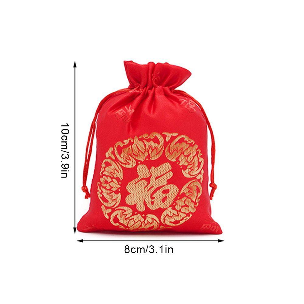 CNY Frohes Neues Jahr Brokatseide Fu Beutel Schmuck Kordelzugbeutel Chinesische Glücksbeutel Süßigkeiten Geschenktüten