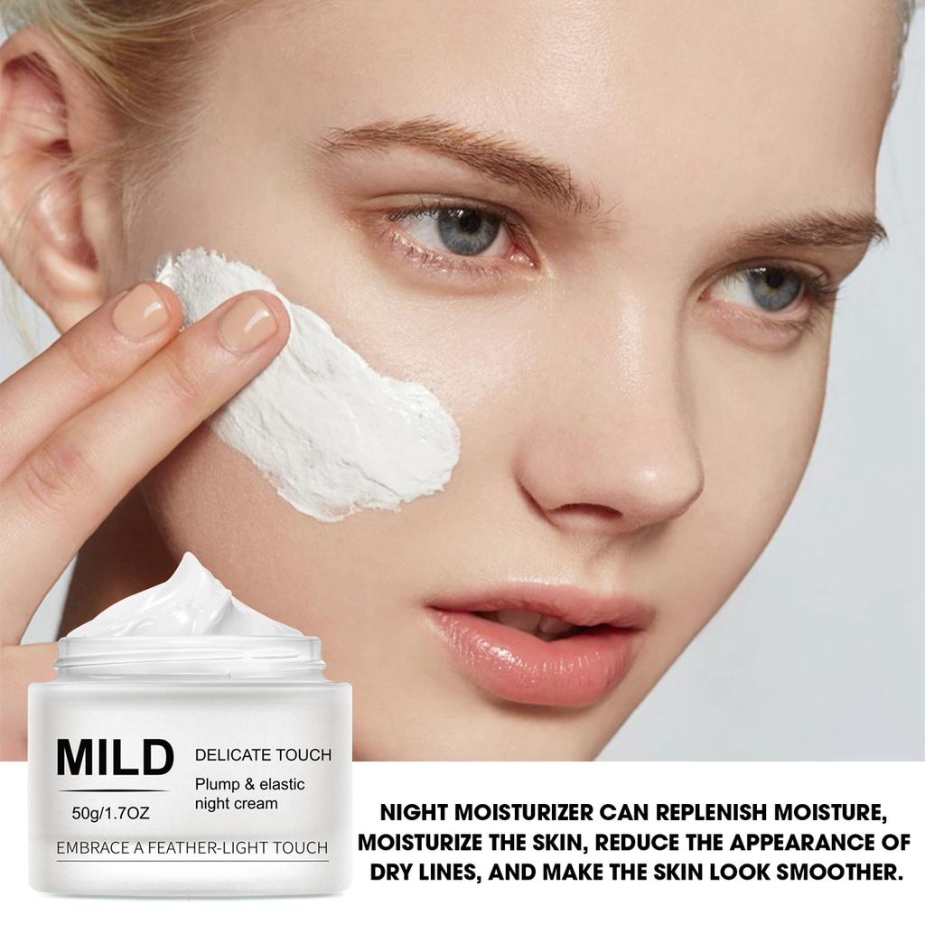 Plumping and Firming Night Cream Deep Moisturizer Anti-Wrinkle Essence Cream 50G Long-lasting 48H Hydration for Sagging Skin All Types