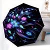 Floral Mandala Automatic Folding Umbrella  8 Ribs, Durable Iron Frame, Bright Color Pattern Compact Travel Umbrella, Suitable for Outdoor, B
