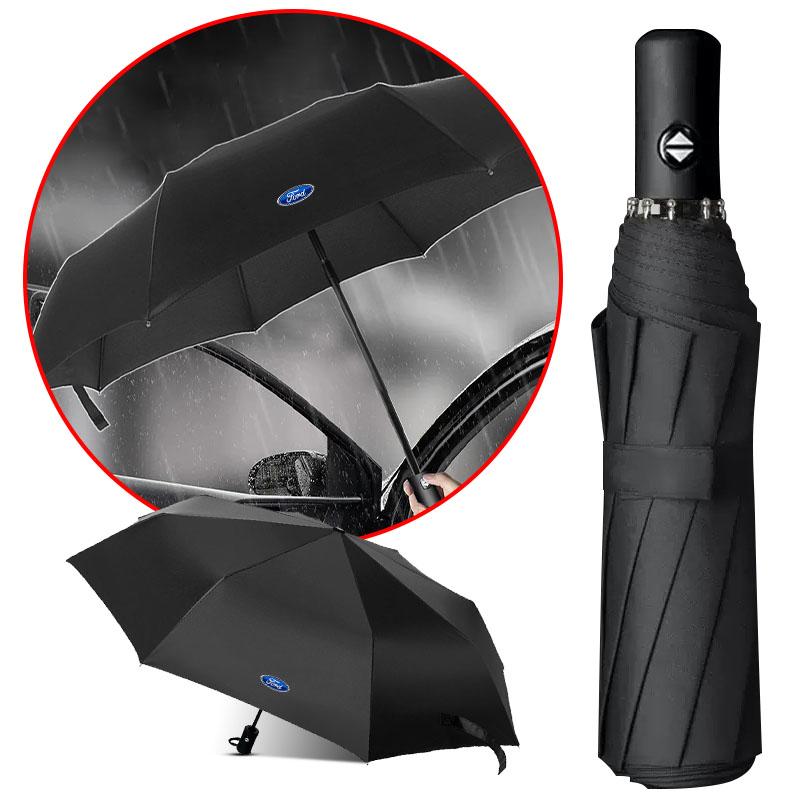 Folding Automatic Umbrella Rain Car Large Business 3Folding Umbrellas For Ford F150 Focus Ranger Fiesta Transit Mustang Mondeo MK2 MK3 Fusion