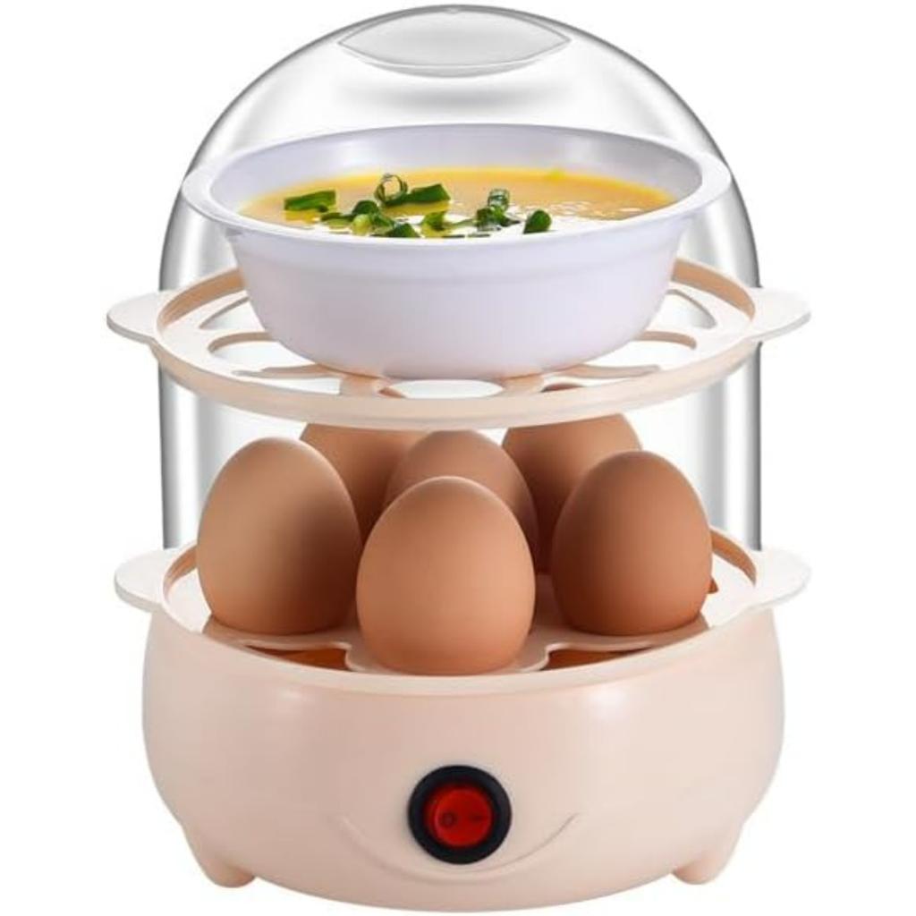 Electric Egg Steamer Compartment Cooker With Auto Shut Off For Perfect Hard Soft Boiled Eggs Kitchen Tool Power Protection for Breakfast
