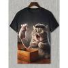 Men's Funny Cat Printed T Shirt Short Sleeve Tees Tops 3D Print O-Neck Shirts Party Summer Casual Men's Clothing Shirt