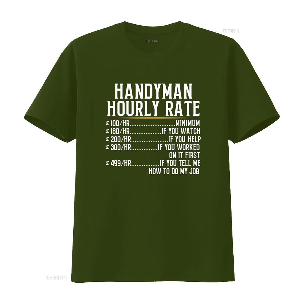 Handyman Hourly Rate Builder Electrician Plumber Gas Carpenter Plasterer T Shirt vintage Washed Top For Everyday Wear Casual