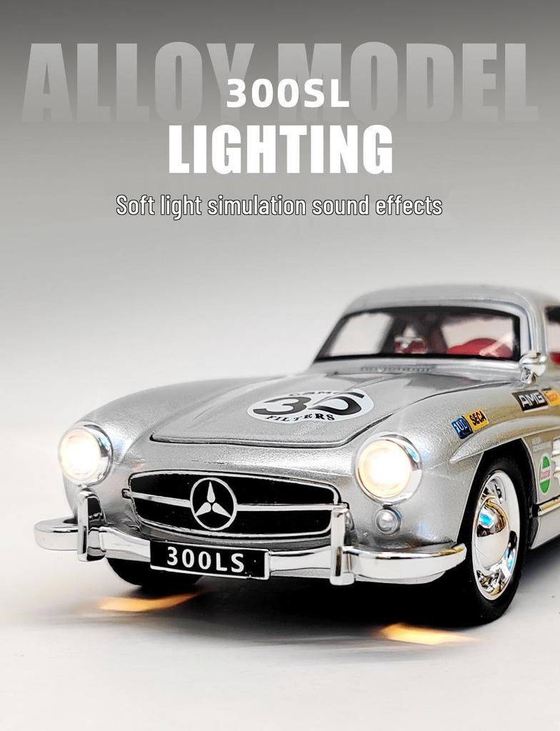 1:32 Classic 300SL Alloy Car Model with Lights & Sound Effects - Cyberpunk Arcade Display