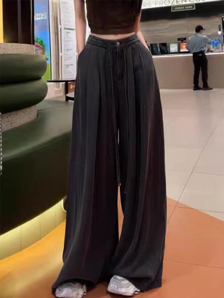 2025 Summer Women's Loose Fit Wide Leg Pants - Slimming, Versatile, Elastic Waist