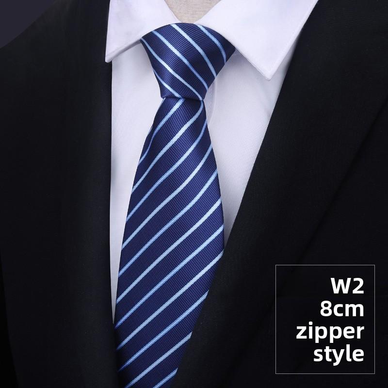 Men Kids Striped Pattern Tie With Zipper Closure For Formal Ceremonies
