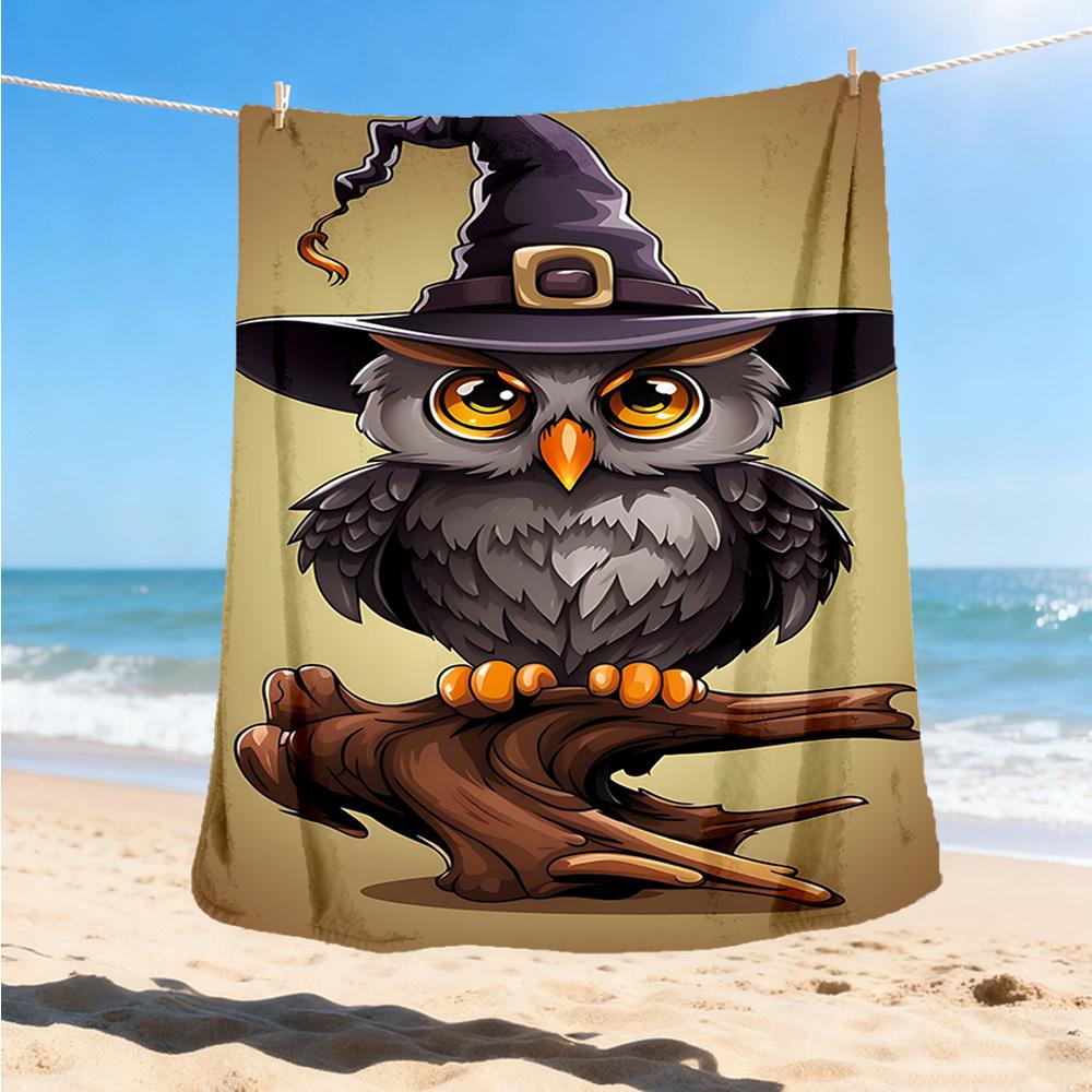 1pc Owl, Witch Hat Throw Blanket Polyester Fiber, Lightweight Flannel, Soft & Warm, All Season Use for Outdoor, Camping Digital Print