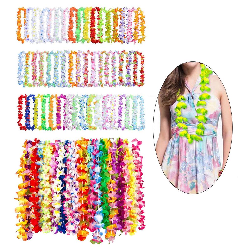 Hawaiian Leis Necklace Artificial Flower Garland Necklace for Costumes Accessories Hawaii Theme Party Hula Dance Summer Beach