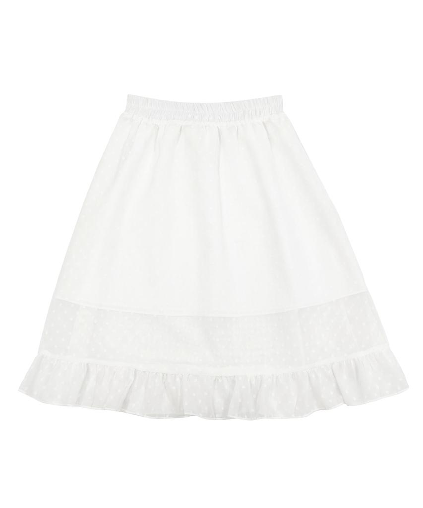 Naien Dot See-Through Frill Midi Skirt