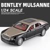 Diecast 1/24 Scale Bentley Mulsanne Alloy Model Car Collection Vehicle Simulation Sound & Light Metal Toy Car Toy for Kids Gift