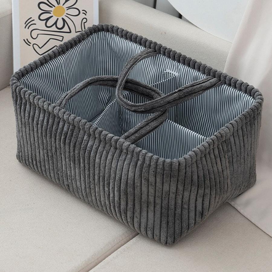 

Handwoven Storage Basket with Handles, Large Capacity Woven Laundry Hamper, Toy Organizer for Nursery, Home Decorative Cotton Ro сірий