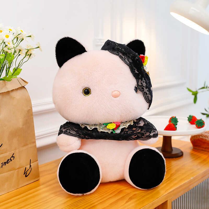 Adorable Black Lace Cat Plush Toy 8 Inch Soft Cuddly Pillow For Girlfriend Gifts