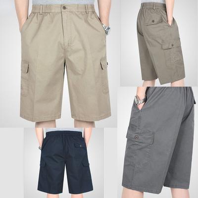 Shorts cargo masculinos de tamanho grande, calças de algodão com cinco pontas, abaixo do joelho, calças curtas, ajuste relaxado, shorts de trabalho masculinos, shorts esportivos casuais 4XL
