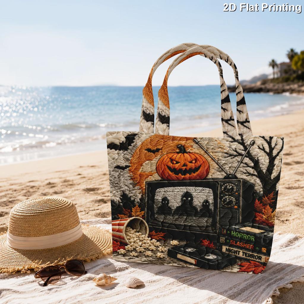 1 Stück Halloween Fledermaus Kürbis gesteppte Tragetasche Große Kapazität Leichte Damen Umhängetasche für Reisen & Einkaufen