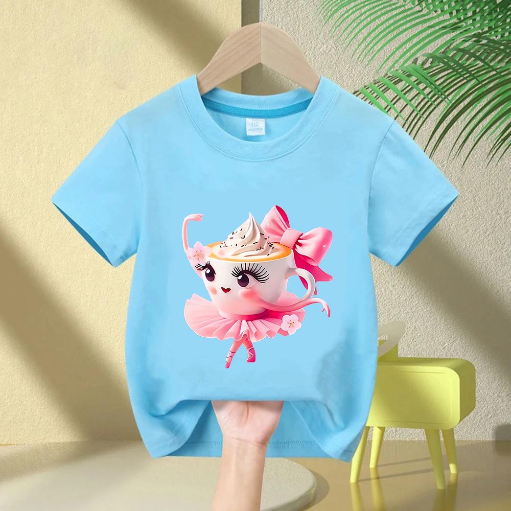 T-shirt Meme Rosa Italian Brainrot per Ragazze Estate Cotone Stampa Ballerina Cappuccino Top Magliette Streetwear Outfit