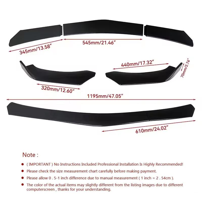 Adjustable 5Pcs Sectional Front Spoiler Lip For Citroen C4 LC B7 2004-2018 Front Bumper Splitter Car Exterior Sport Body Kit