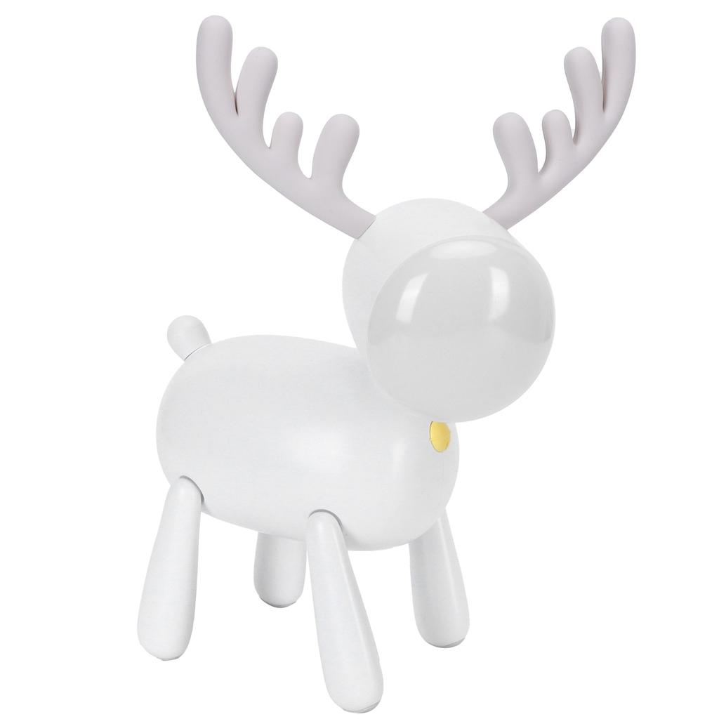 LED Night Light Cartoon Deer Shaped Table Lamp 1200mAh USB Charging Bedroom Decoration(White )