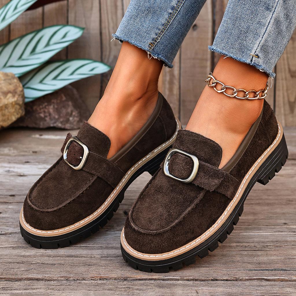 British Style Women Loafers Spring Autumn Thick Heel Sneakers Women Retro Fashion Single Shoes Round Toe PU Leather Shoes Women