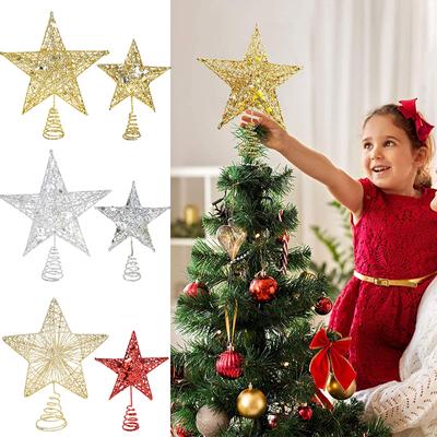 Christmas Tree Gold Glitter Top Pentagram Star Christmas Decorations For Home Xmas Tree Ornaments New Year Festival Decor