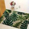 1 Tropical Green Plant Pattern Rectangular Bath Mat- Machine Washable Polyester Non-Slip Backing Soft Plush Texture for Bathroom
