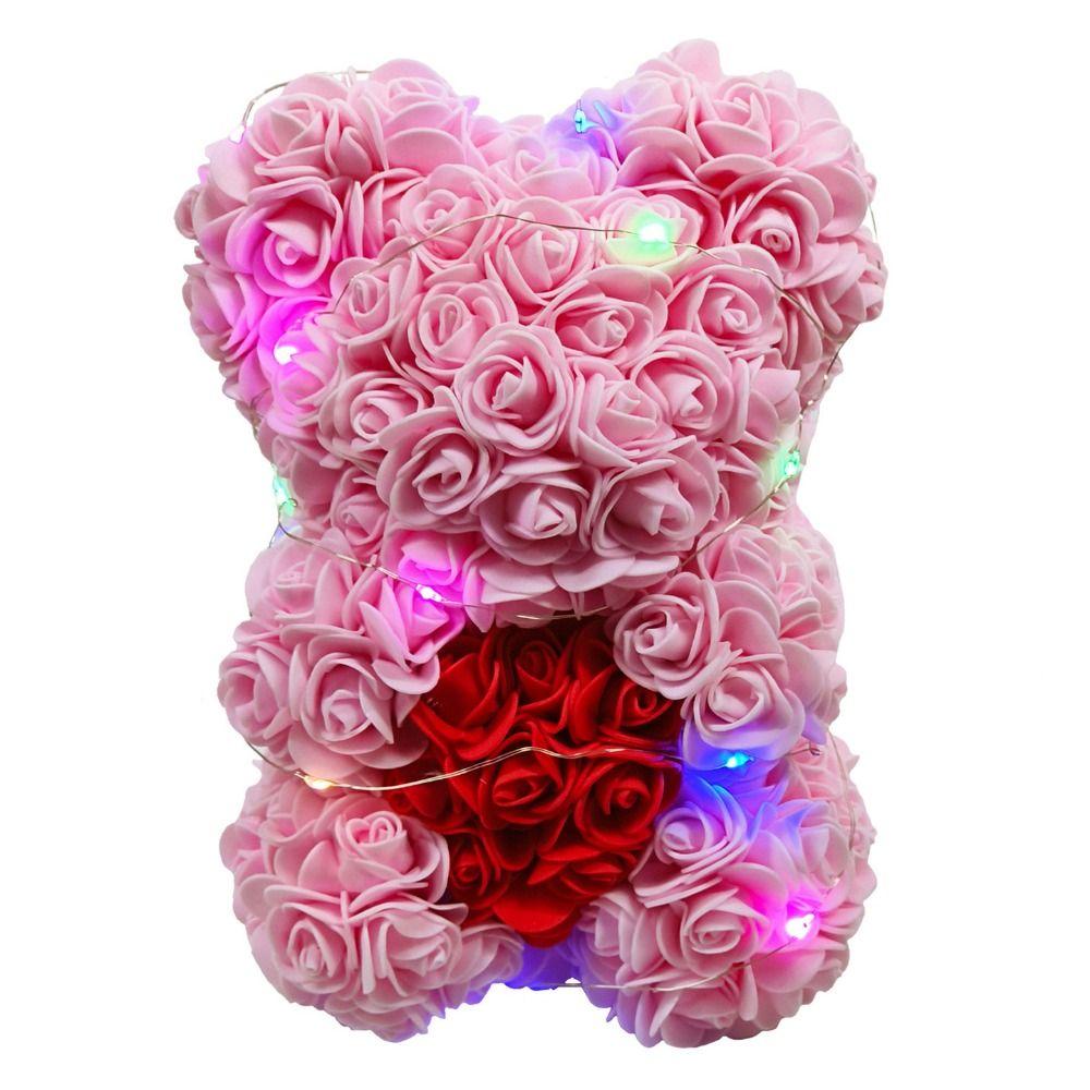 15*15*22cm Věčný Růžový Medvídek Vícebarevný Narozeniny Valentýn Květina Družička Dárek k Narozeninám pro Přítelkyni