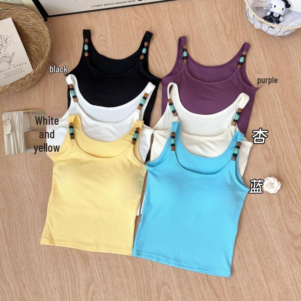 Rayon Sweet & Spicy Girl Beaded French Camisole Crop Top - Beautiful Back Sleeveless Innerwear