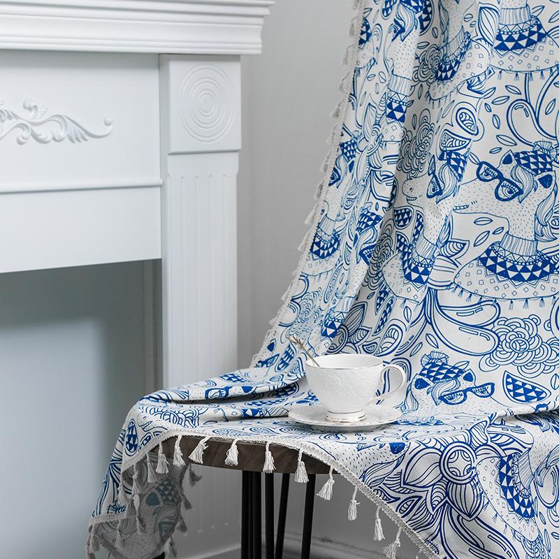Printed Curtains Simple Modern Curtains Balcony Living Room Floating Curtains Curtains