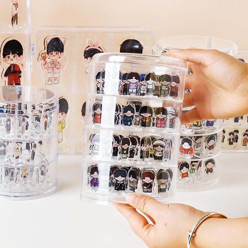 Acrylic Multi-Layer Rotating Display Shelf Character Stand Doll Model Display Box Blind Box Stage Cabinet Dust-Proof Display Box