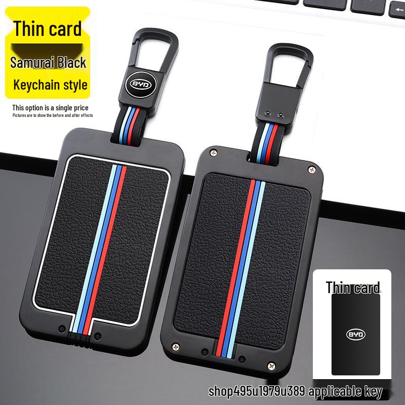 BYD Autoschlüsselhülle für Song Pro, Han DM und Qin - Hochwertige Metallschnalle mit Kohlefaser-Muster