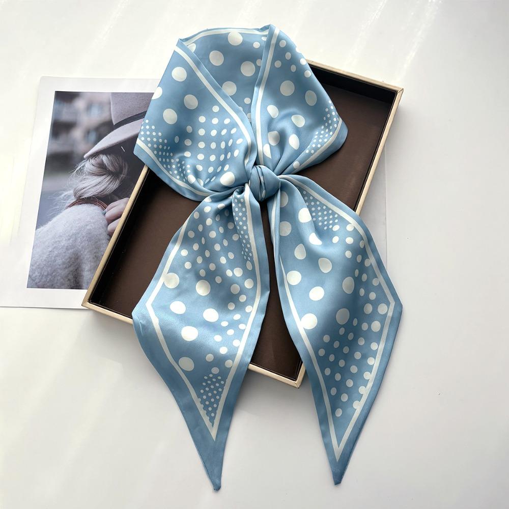 Scarf Women Dot Print Long Silk Feeling Bag Tie Neck Skinny Scarves Female Foulard Hairband Print Lady Neckerchief Ribbon