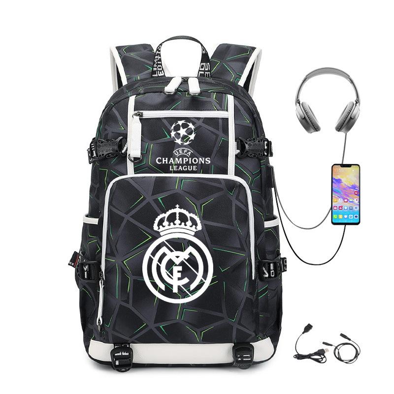 Football Printed Student Backpack Multifunctional Usb Interface Large Capacity Leisure Travel Backpack
