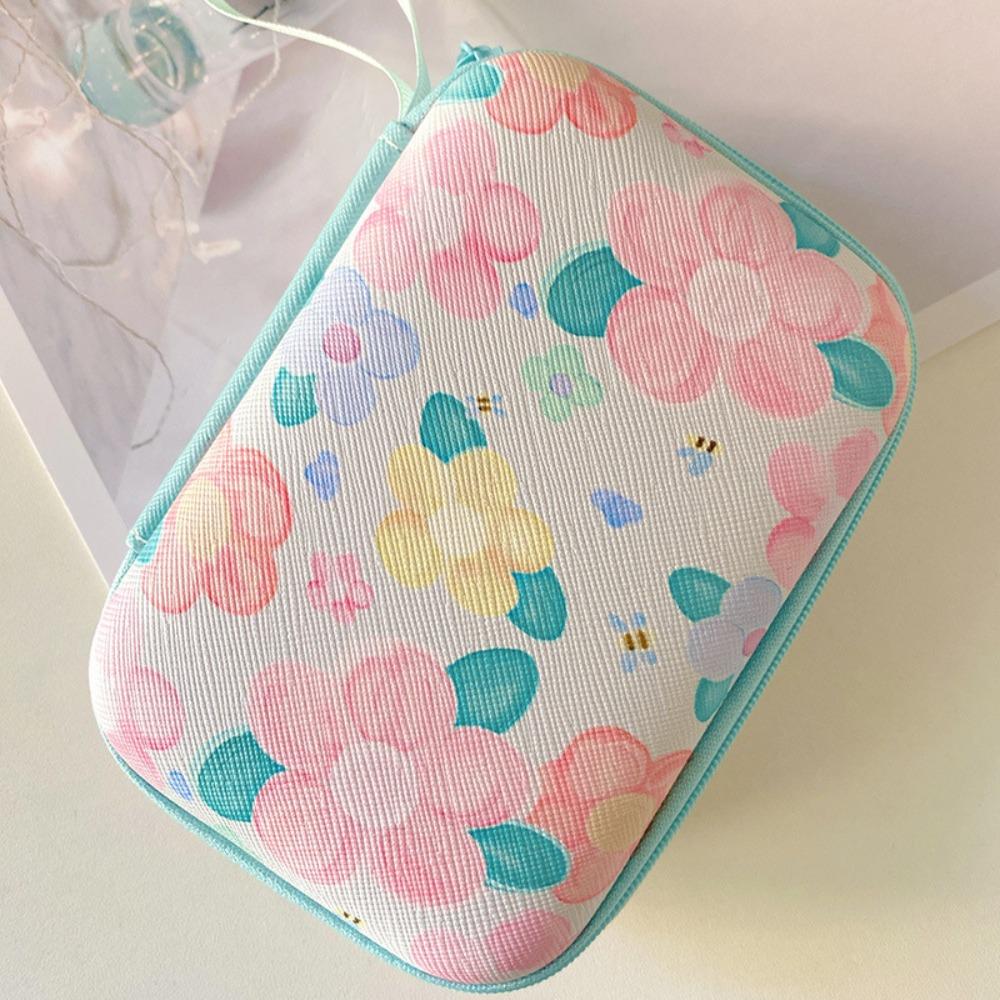 Cartoon Print Data Cable Storage Box Hard Shell Coin Purse Portable Charger Protective Cover