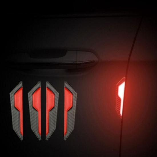 4Pcs Red Car Side Door Edge Scratch Protector Strip Reflective Sticker Universal