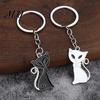 Metal Key Ring 2Pcs Black White Cat Keychain for Backpacks, Oil Dripping Enamel Kitten Ring, Bag Schoolbag Charm Decoration Accessories