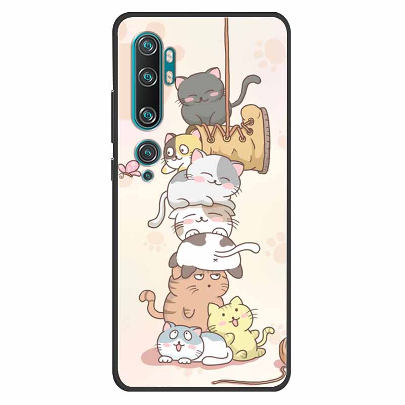 For Xiaomi Mi Note 10 Case Silicone Soft Owl Lion TPU Fashion Back Cover For Xiaomi Mi Note10 Cases Protective Printed Covers