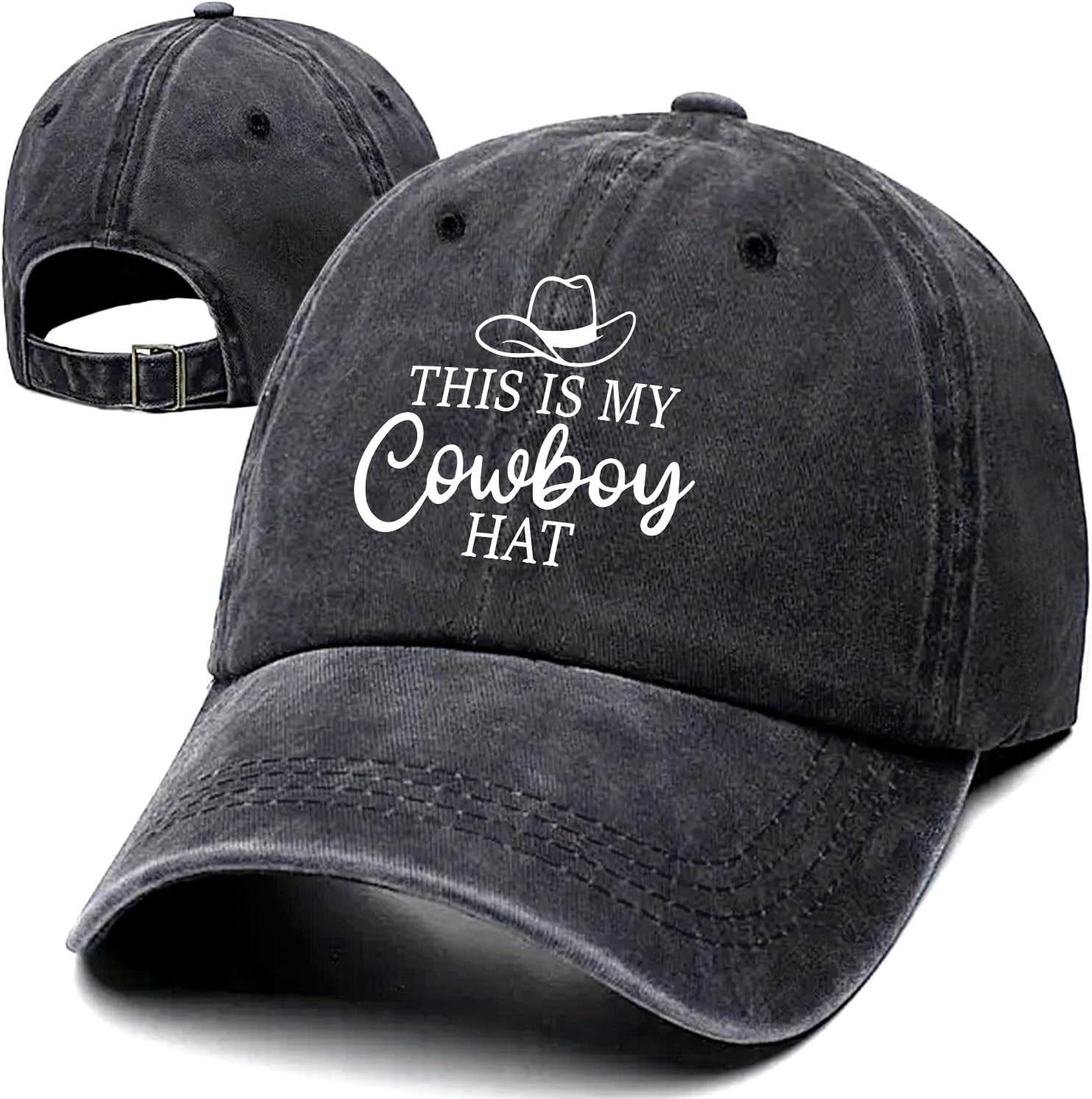 This Is My Cowboy Hat Baseball Cap Washed Cotton Funny Slogan Adjustable Unisex Casual Outdoor Hat One Size