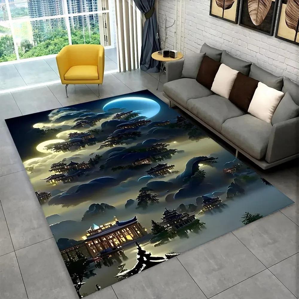 Kobercový běhoun s hradním designem, královský styl, protihlukový, měkký, protiskluzový, luxusní, odolný koberec pro rodinný obývací pokoj, ložnici