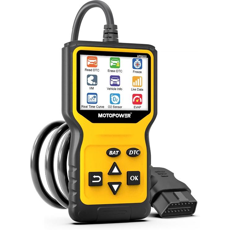 

MOTOPOWER MP69033 Pro OBD2 Сканер Читатель Кодов Неисправностей Check Engine Диагностический Инструмент со Тестером Аккумулятора