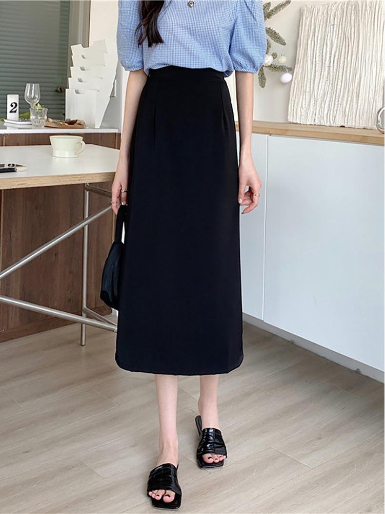 

2023 Autumn Women s High Waist Slimming A-line Skirt with Slit S