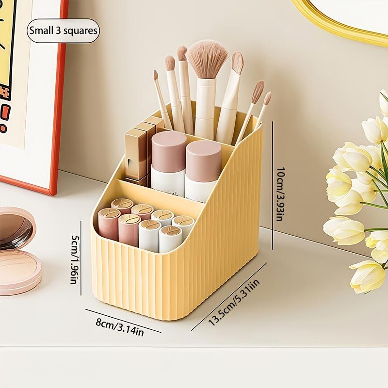 

4/3 grids Cosmetic Storage Basket, Plastic Bathroom Accessory Desktop Organizer, Transparent Home and Dormitory Vanity Storage