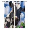 Animal Cow Color Oil Painting Window Curtains Bedroom Kitchen Drapes Panel Curtains for Living Room Christmas Home Decor