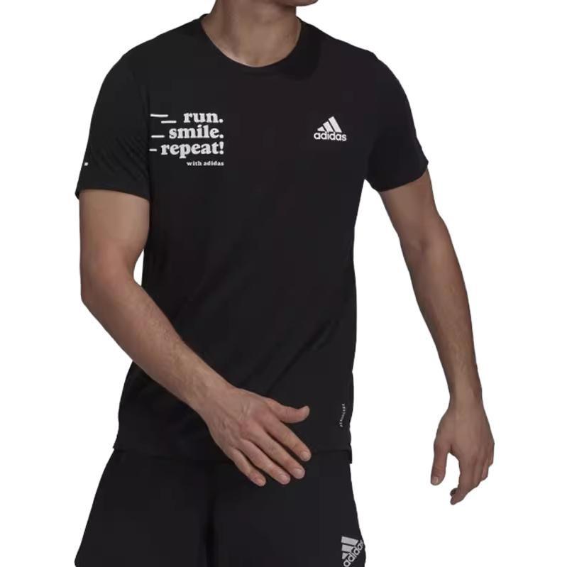 adidas T Shirts Men's Black Crew Neck Moderate Straight Fit GU0285