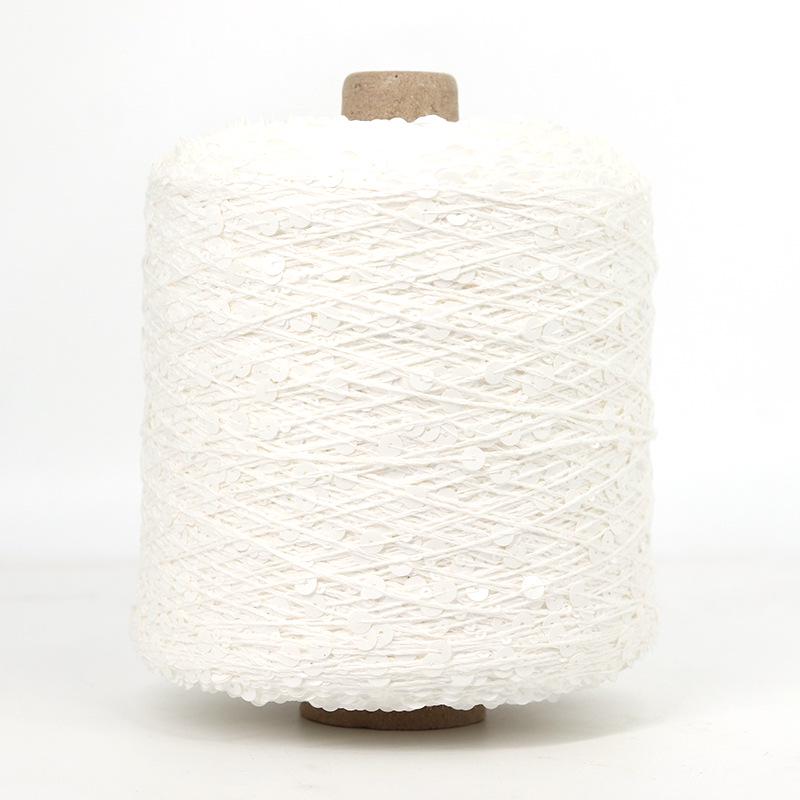 Hand-Knitted Bright Cotton Yarn with Sequins, 3MM+6MM, Combed and Fancy