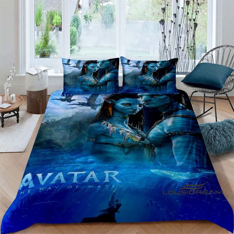 The Avatar: The Way of Water Print Bedding Set Includes 1 Duvet Cover and 2 Pillowcases, Offering Luxurious Comfort.