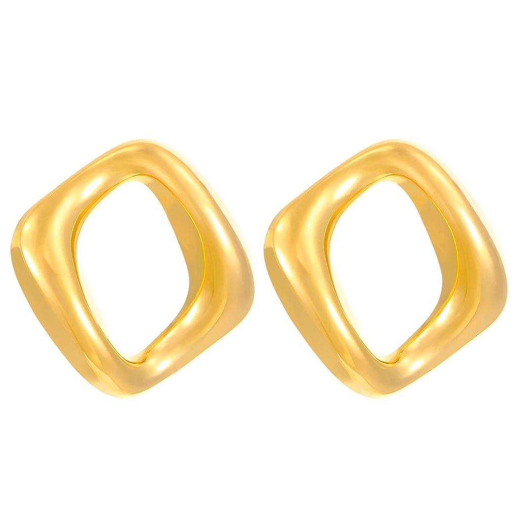 Vintage Titanium Steel Geometric Earrings: European & American Retro Style, Smooth Irregular Pleated Design