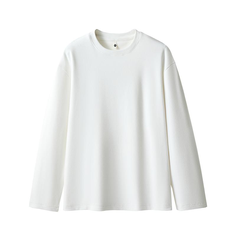 

Мужская футболка Dralon с круглым вырезом и длинным рукавом, теплая осенне-зимняя рубашка для мужчин, однотонная мягкая ткань M белый