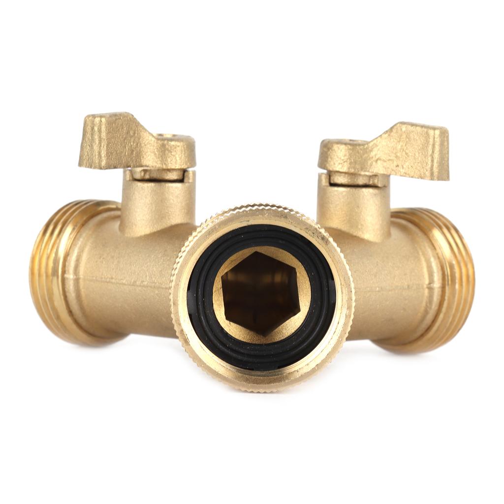 G3 4 Y Shape 2 Way Brass Hose Splitter with Water Faucet Ball Valve for Garden Greenhouse