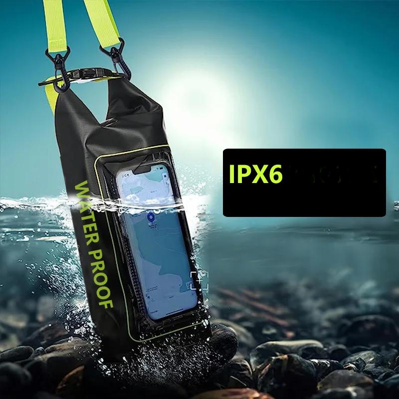 2L Wasserdichter Trockensack für Schwimmen Kajakfahren Trekking Rafting Surfen Bootfahren Tragbarer Touchscreen Outdoor Aufbewahrungsrucksack