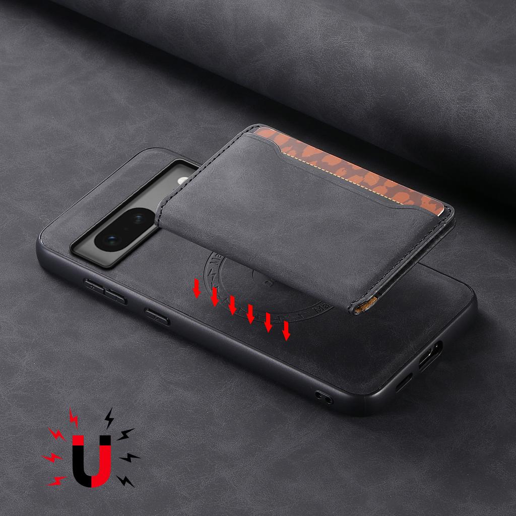 DENIOR D13 For Google Pixel 7 5G Case Magnetic Card Holder Kickstand Leather Back Phone Cover