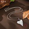 New brushed gold bright gold double-layer love long pendant, women's personality versatile heart-shaped long necklace